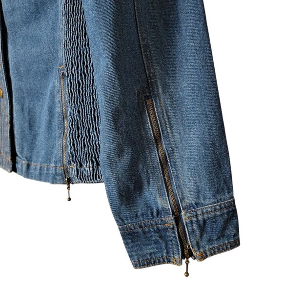 Vintage Nancy Bolen City Girl Smocked Denim Cowgirl Rodeo Western Jacket Size 12 - Picture 9 of 11